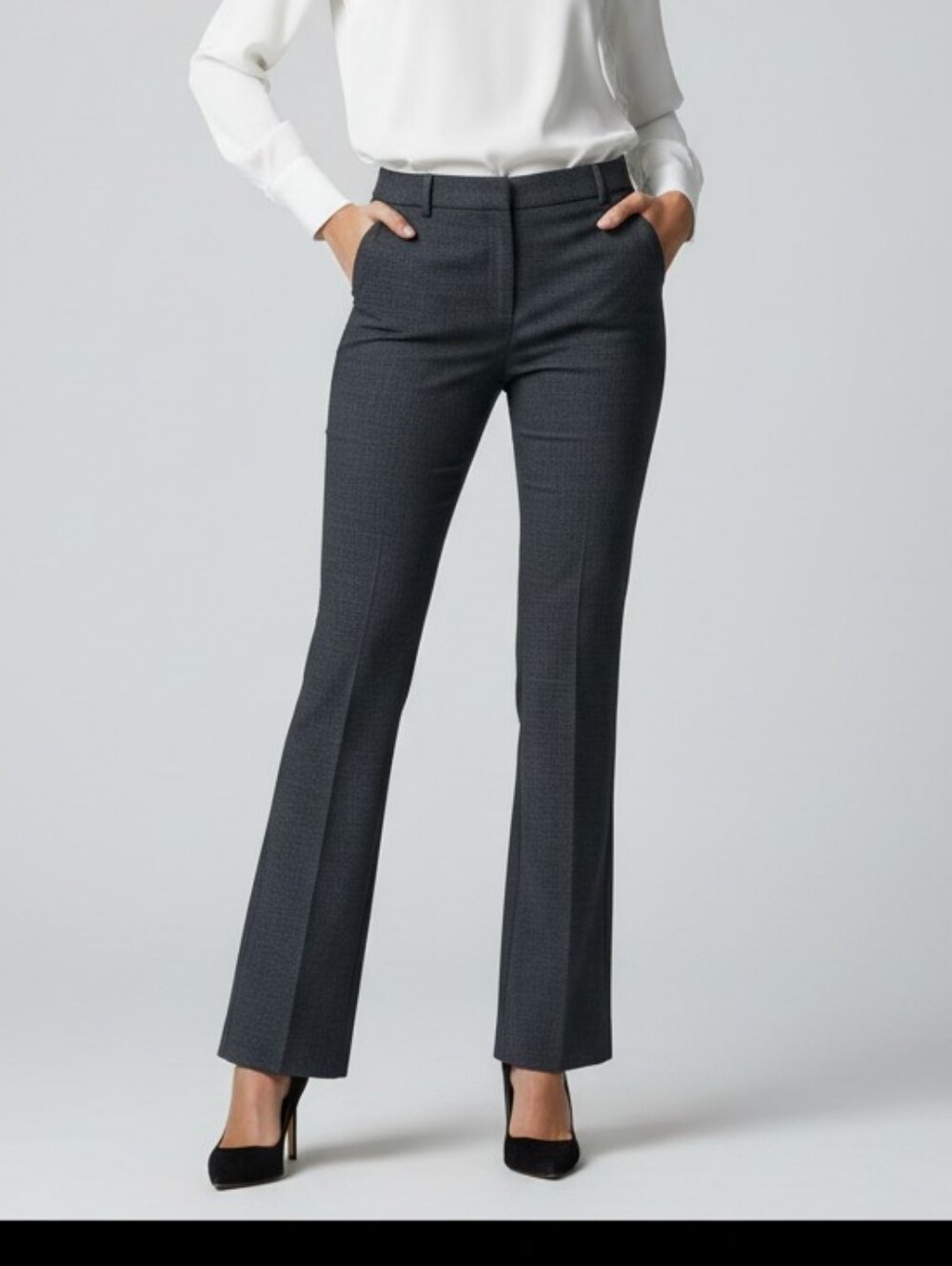 Amanda & Chelsea Dark Charcoal Flare Trousers